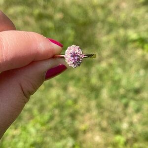 Purple Sapphire Halo Ring